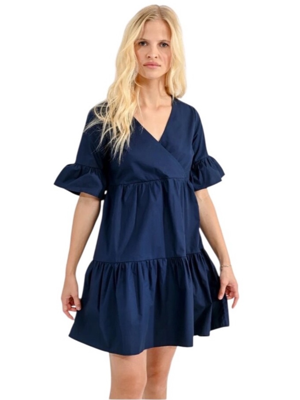 Molly Bracken Navy
V Neck Tiered Ruffled Cuff Bell
Sleeve Dress Medium cottage